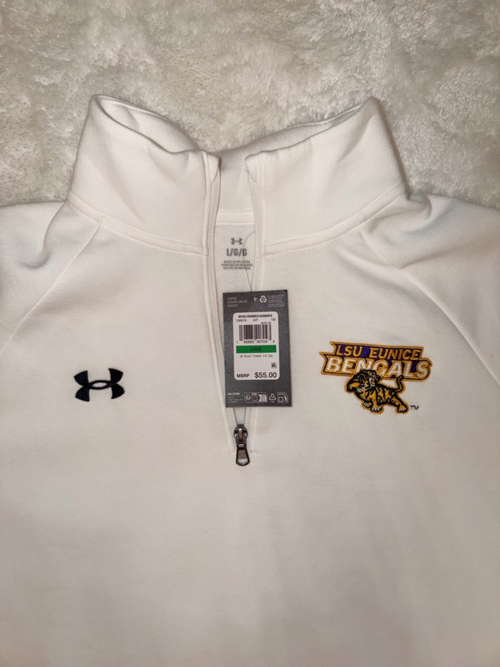 ✨ LSU E ✨ Eunice Under Armour White Bengals 1/4 Zip Pullover